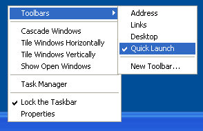 Making the Quick Launch menu