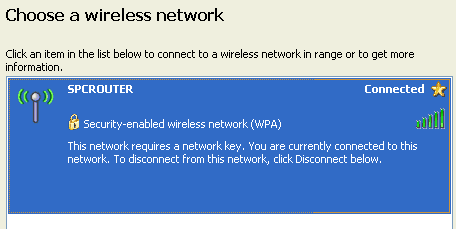 Wireless network secured with WPA encryption