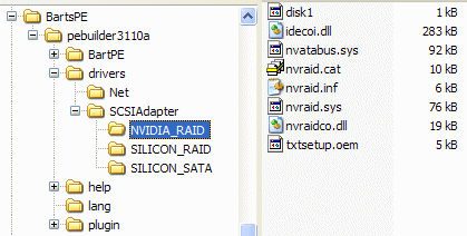 Storage location of RAID-drivers in the PE Builder location.