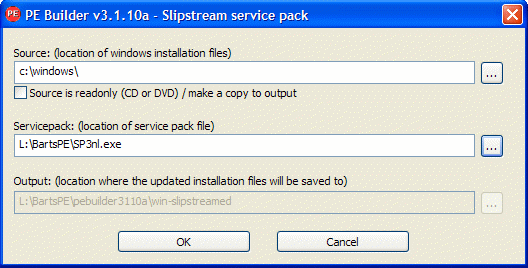 Slipstreaming the Windows installation files with Service Pack 3.