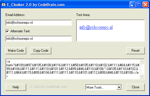 E_Cloaker to code the e-mail address.