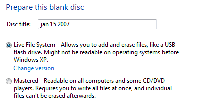 Burning a DVD: preparing a blanc disk