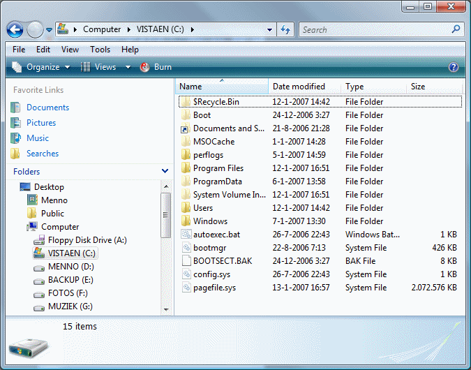 Windows Explorer of Windows Vista