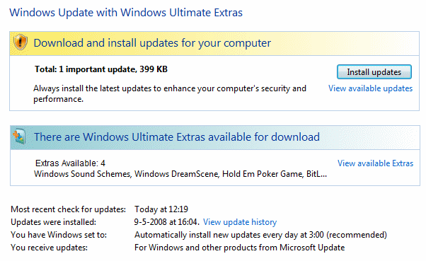 Downloading and installing Windows Updates