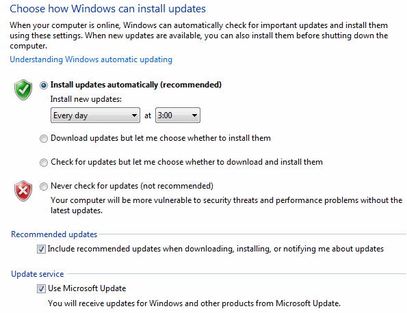 Installing Windows updates