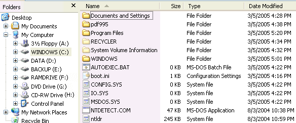Windows Explorer detailed folder view