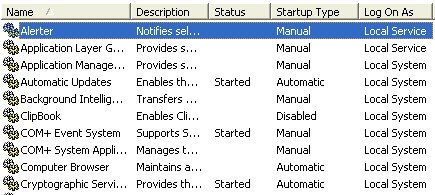 Windows XP services