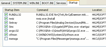 MSConfig startup